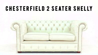Chesterfield 2 Seater + Queen Anne High Back Wing Chair Shelly Cream Leather