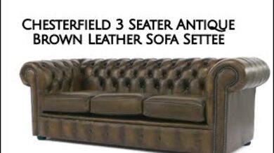 Chesterfield 3 seater + Club chair + Wing Chair Antique Brown Leather Sofa Suite
