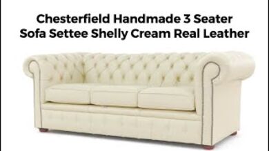 Chesterfield 3+1+Footstool in Shelly Cream Leather