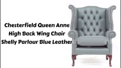 Chesterfield Offer Queen Anne High Back Wing Chair Flamenco Orange Leather Footstool