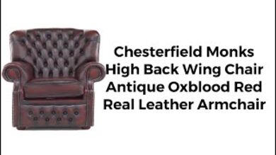 Chesterfield Howland High Back Chair UK Manufactured Antique Oxblood Red Leather