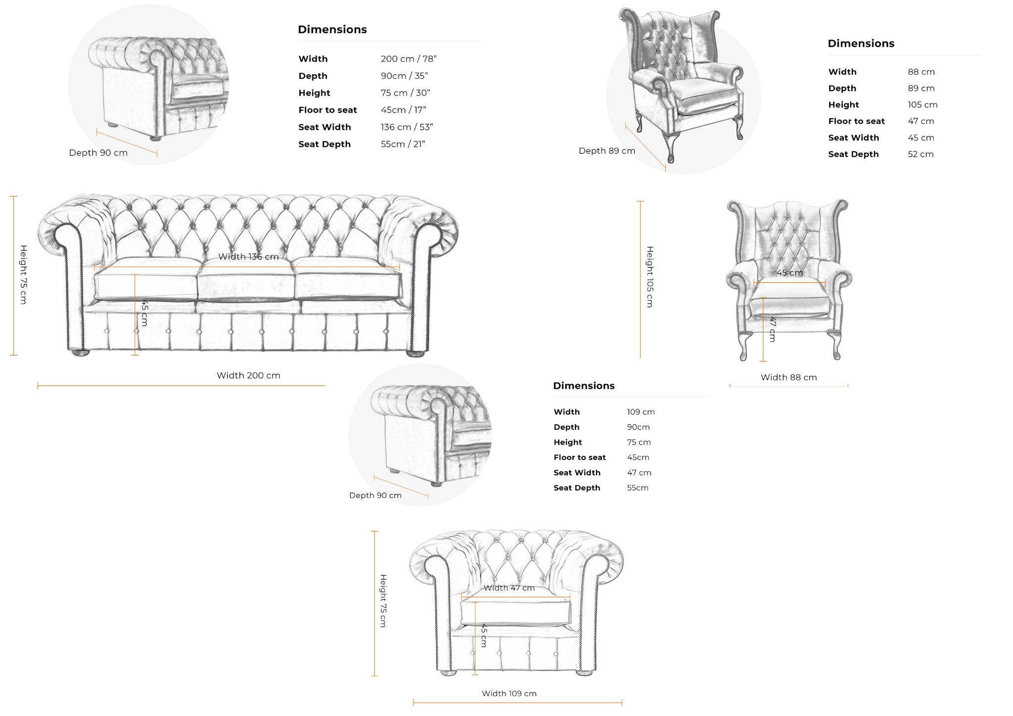 3 +1 +1 Classic Sofa Suite