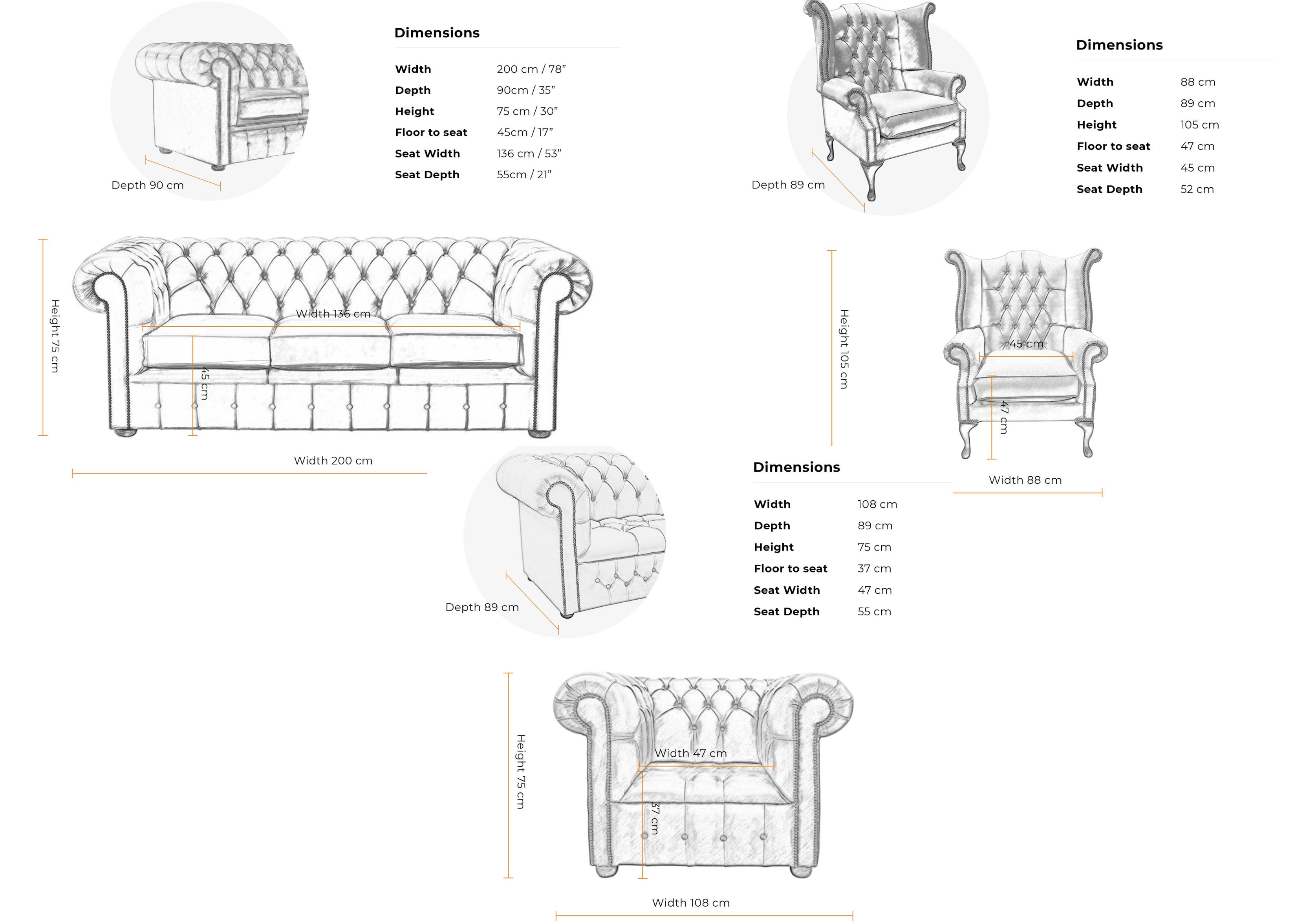 3  + Wing Chair + Buttoned Classic Suite 