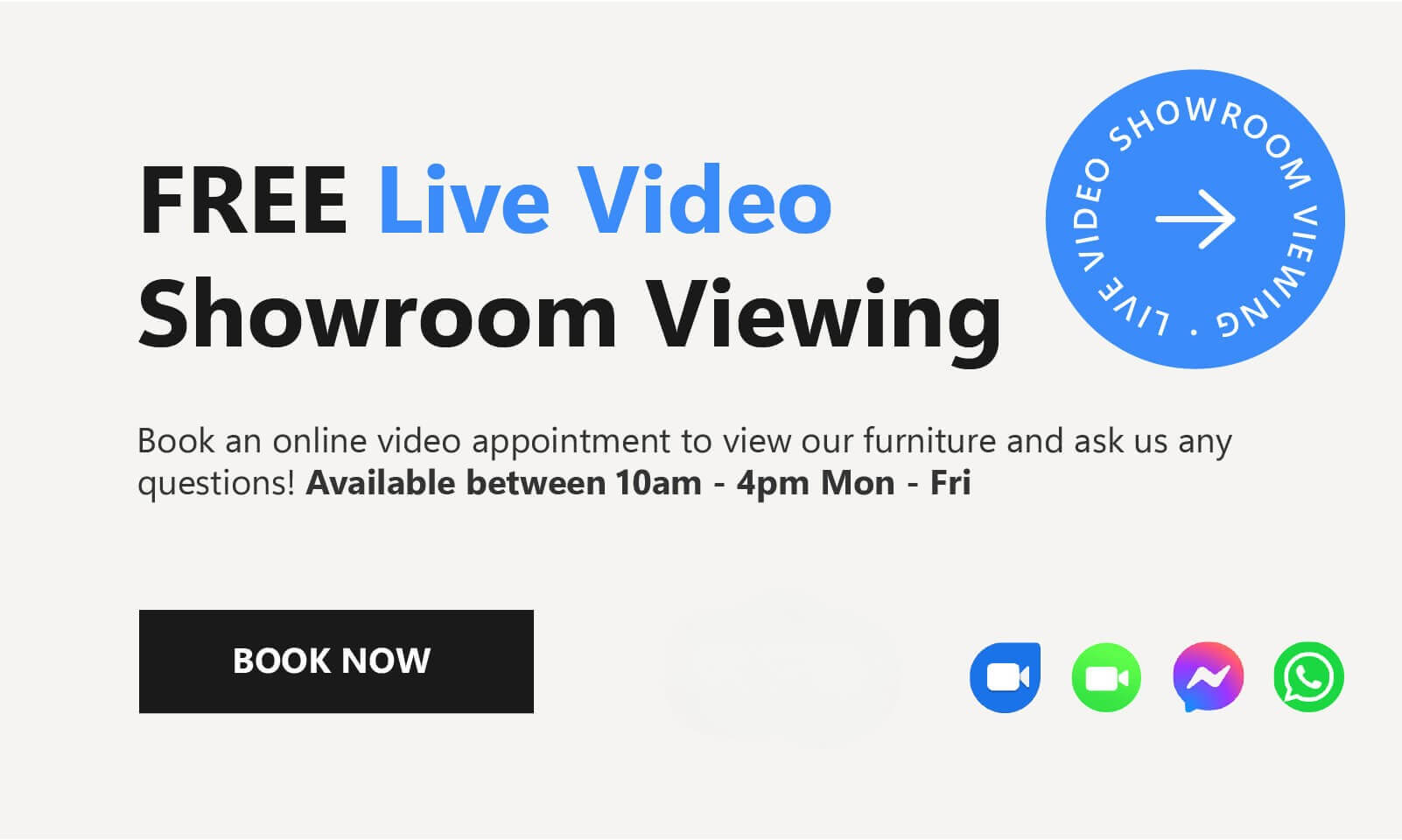 FREE Personalised Virtual Live Video Viewing at Designer Sofas 4U