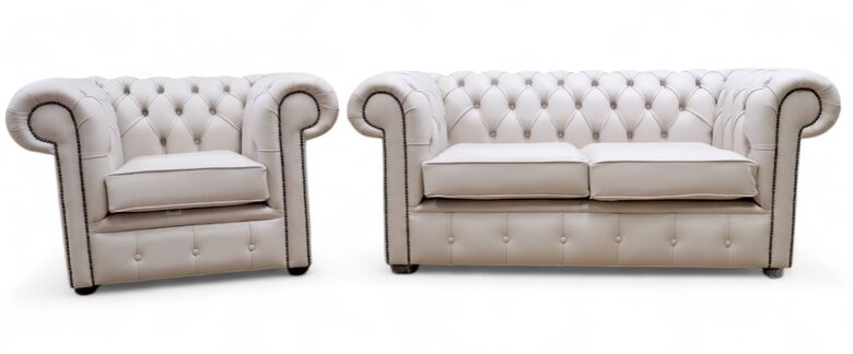 Chesterfield 2 + 1 Seater Club Chair Shelly Grove Leather Sofa Suite Offer