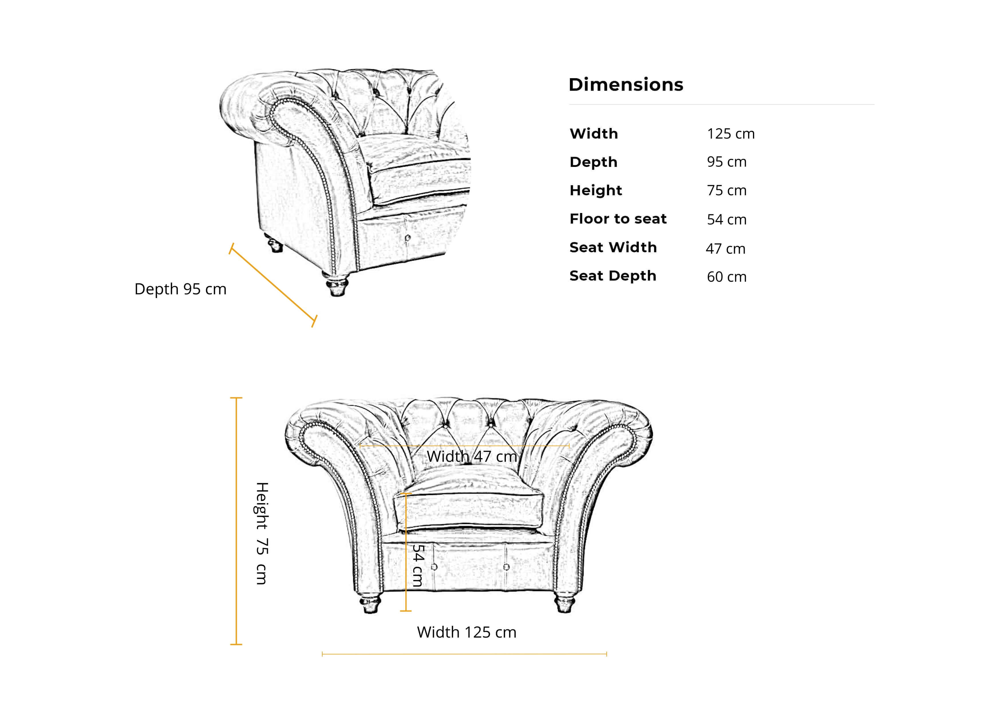 Dimension 1 seater Duchess classic chesterfield club chair