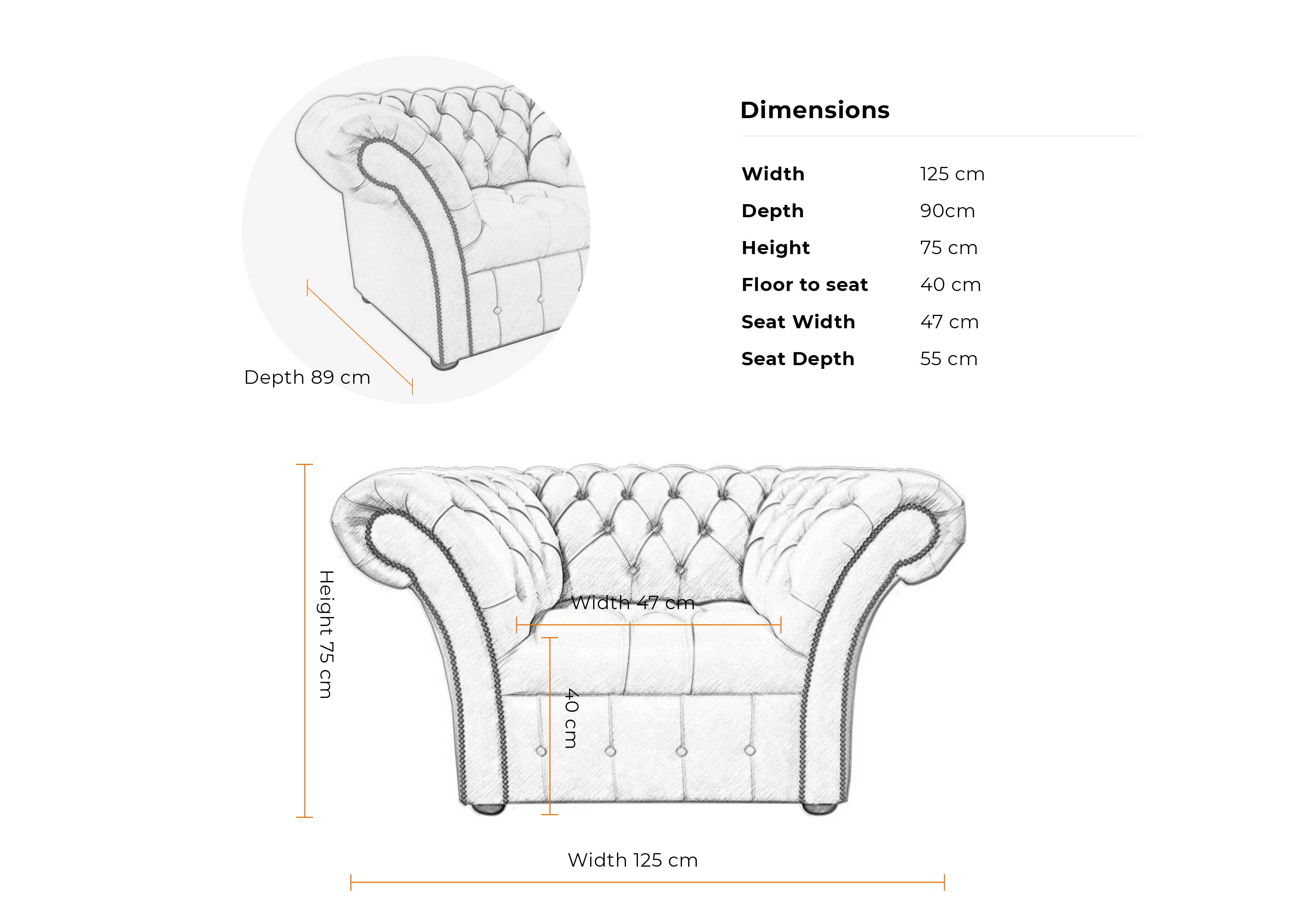 Dimensions-1-seater-buttoned-Balmoral-chair