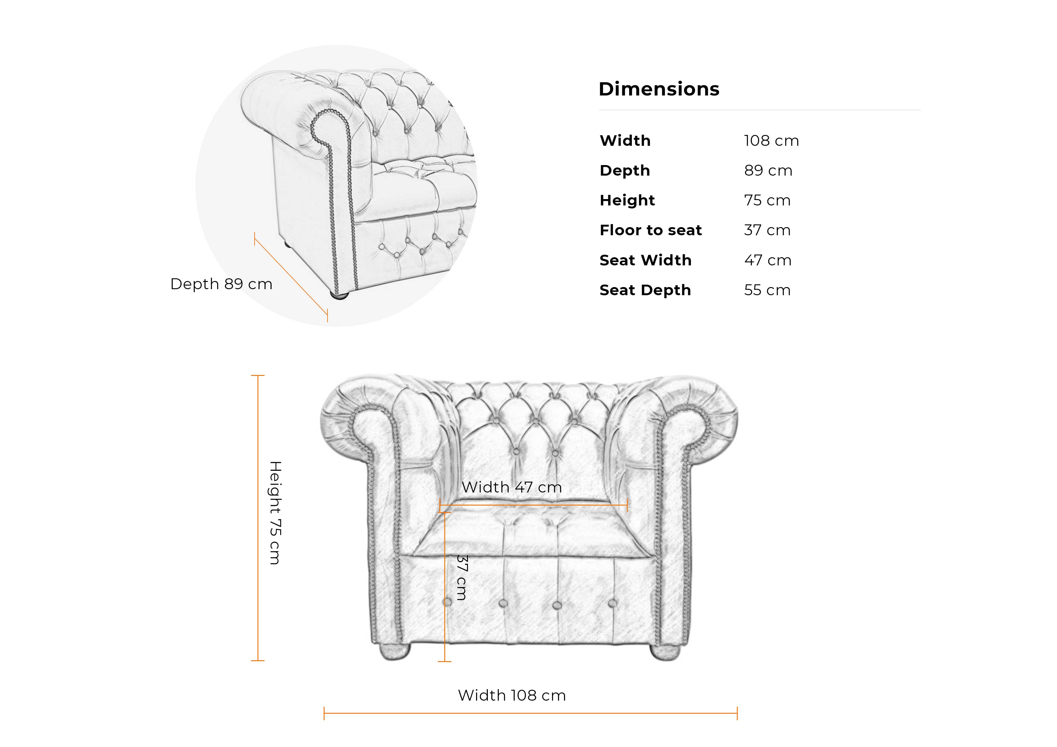 Dimensions-1-seater-buttoned-chesterfield-chair