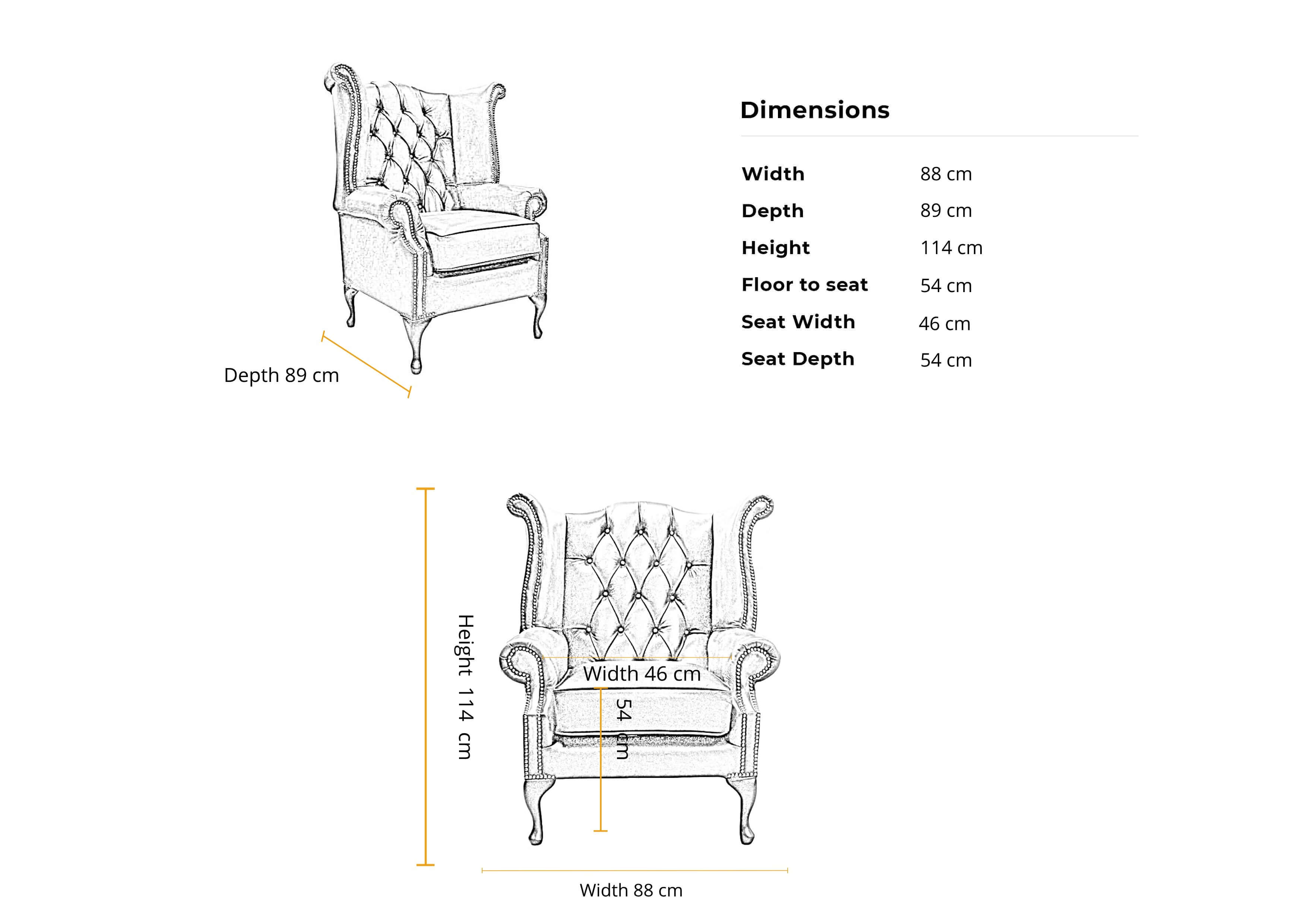 Dimensions 1 seater Chesterfield Patchwork Prince's Queen Anne Wing Chair