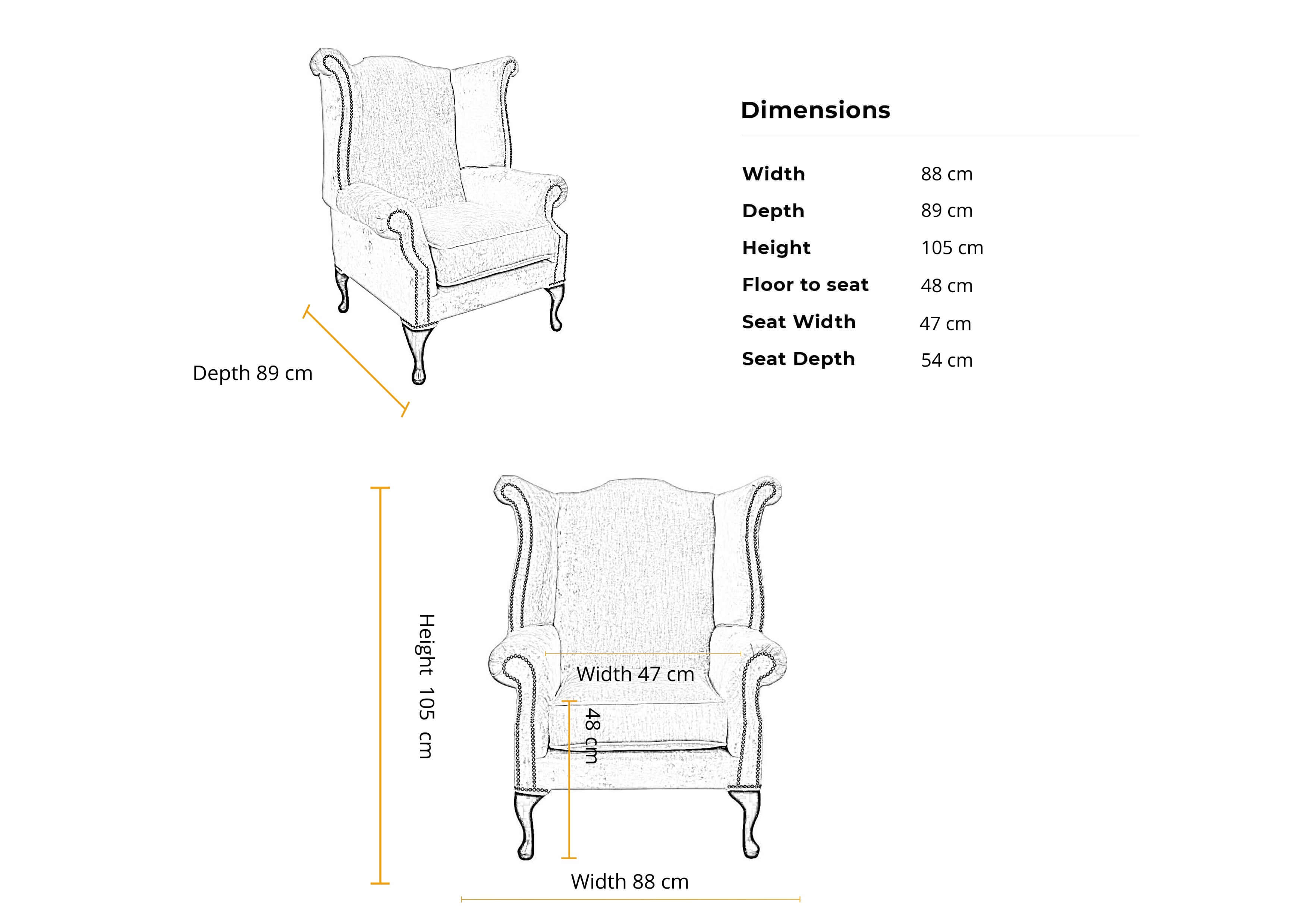 Dimensions 1 seater Flat Wing Saxon Mallory High Back Wing Chair (1)