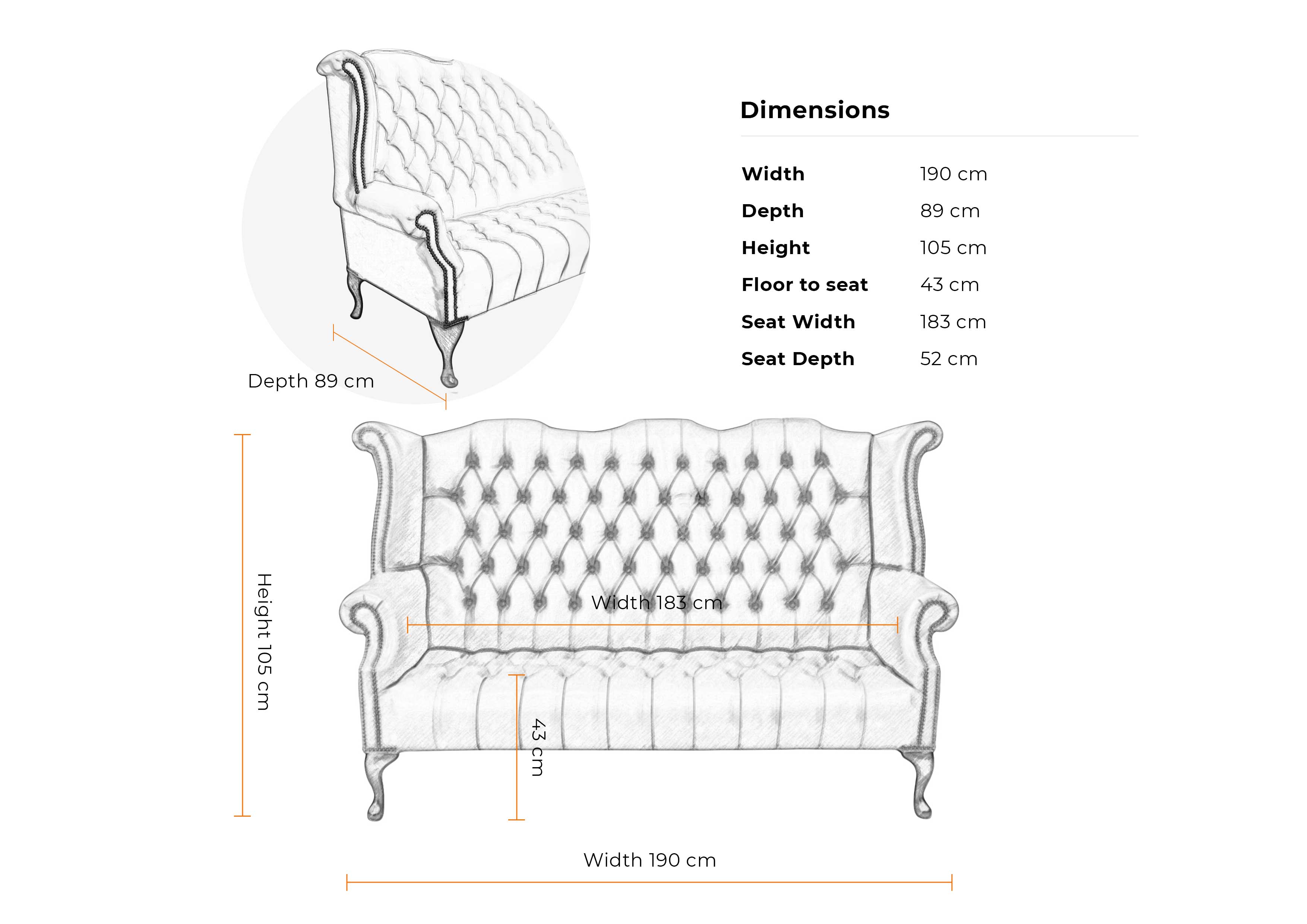 Dimensions-3-seater-buttoned-Balmoral-sofa