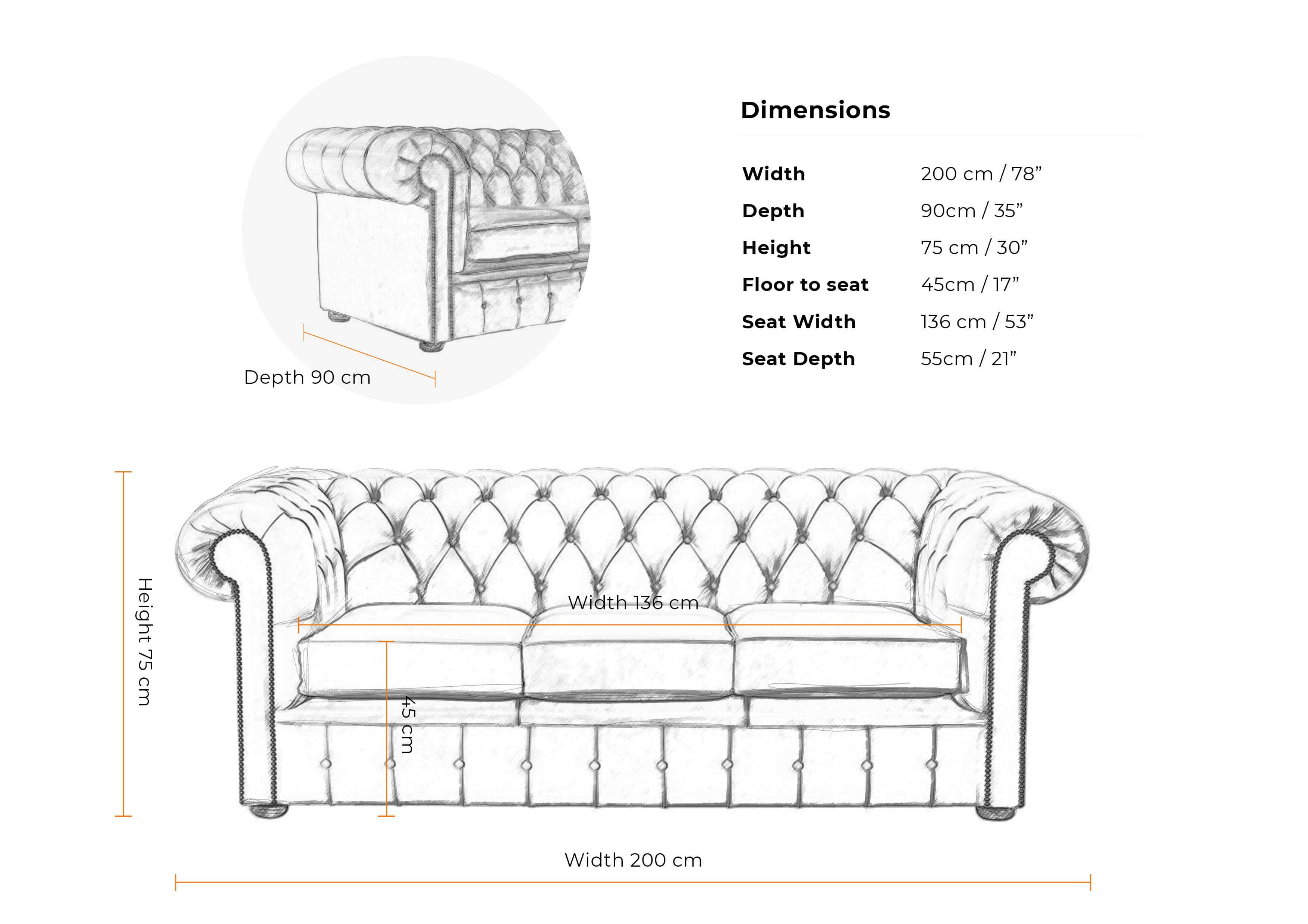 Dimensions-3-seater-classic-chesterfield-sofabed