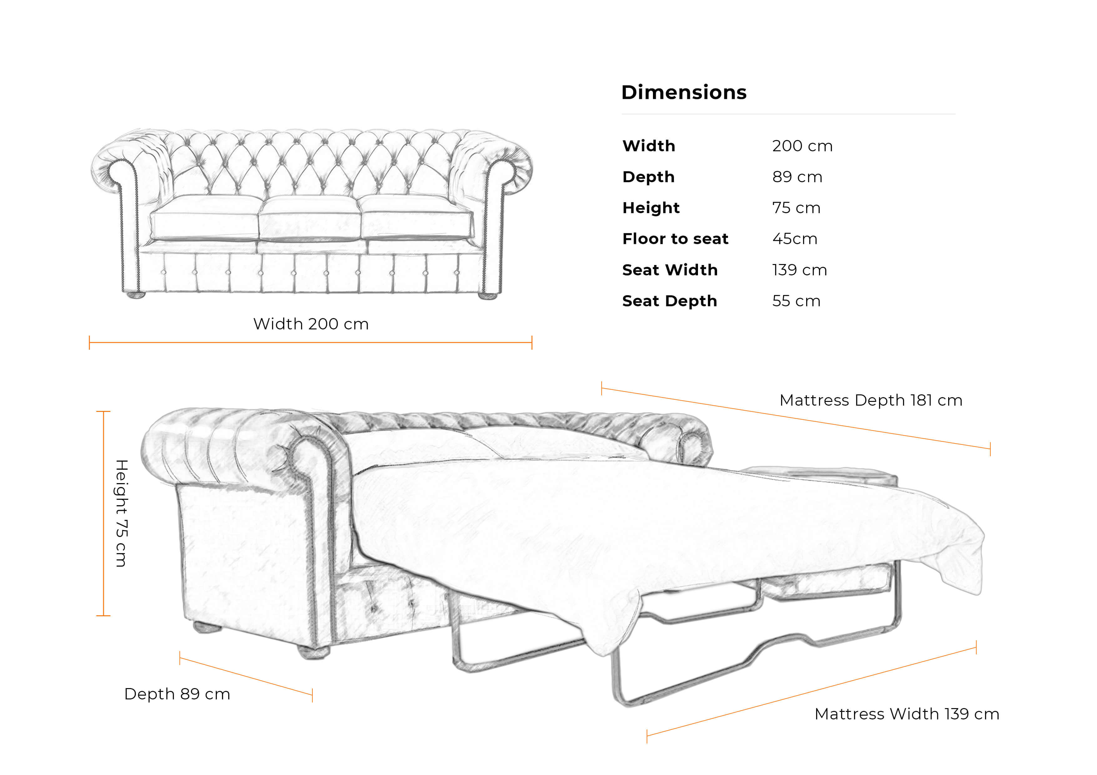 Dimensions-3-seater-classic-chesterfield-sofabed