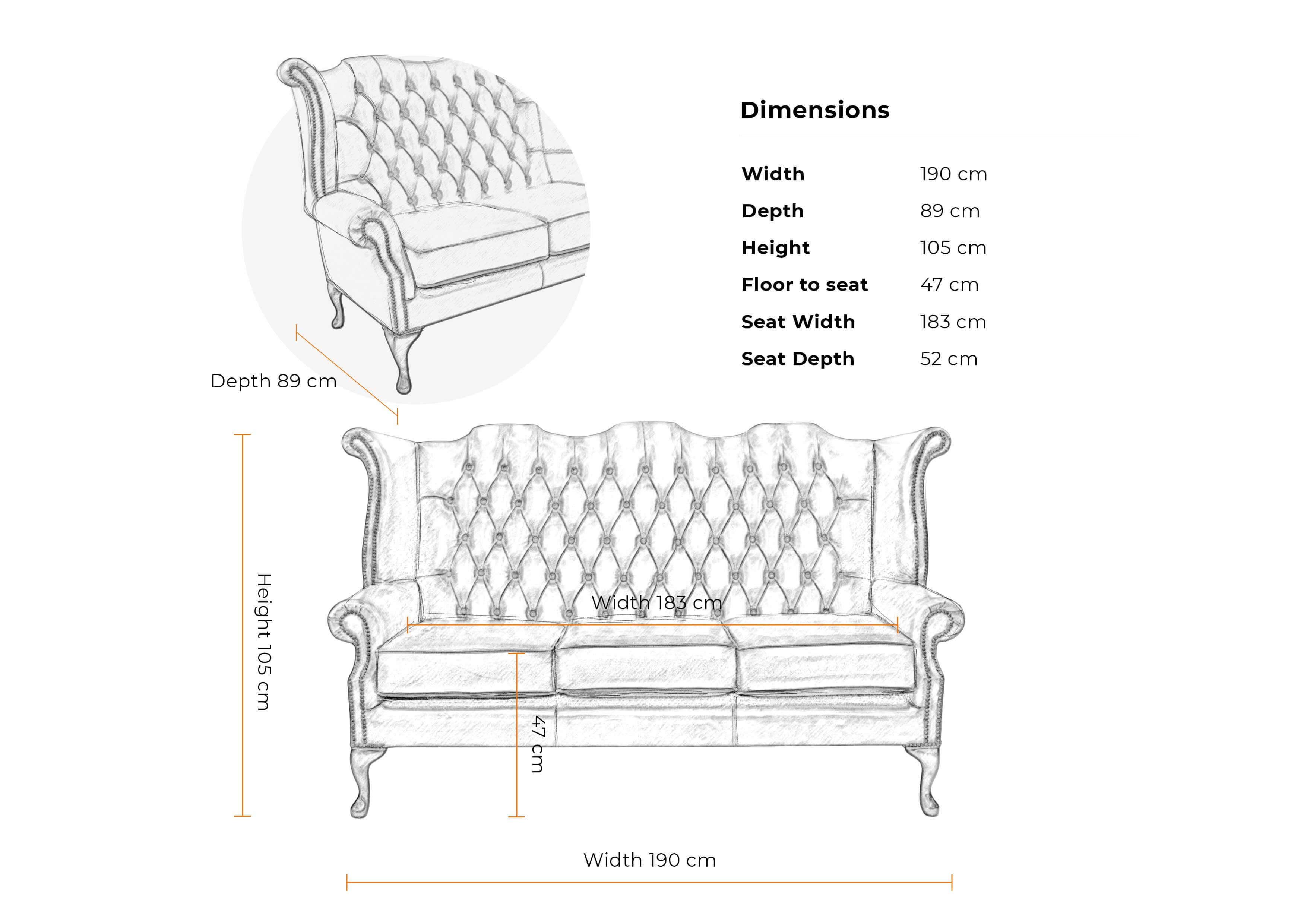 Dimensions-3-seater-classic-chesterfield-sofabed