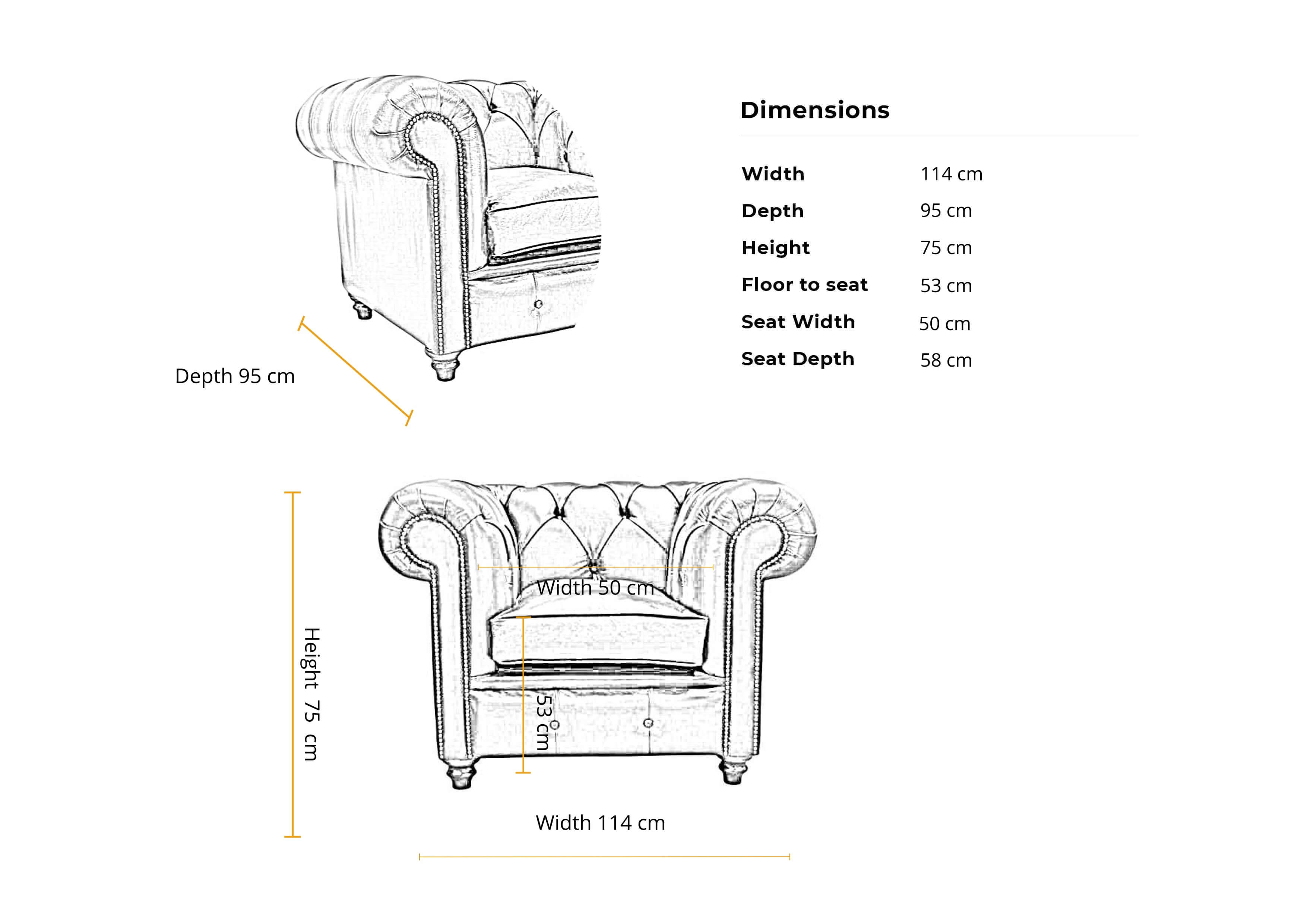 Dinension 1 seater Duke Classic club chair