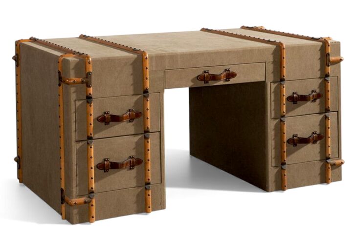 Vintage Trunk Style Canvas Office Desk Steamer Trunk Design
