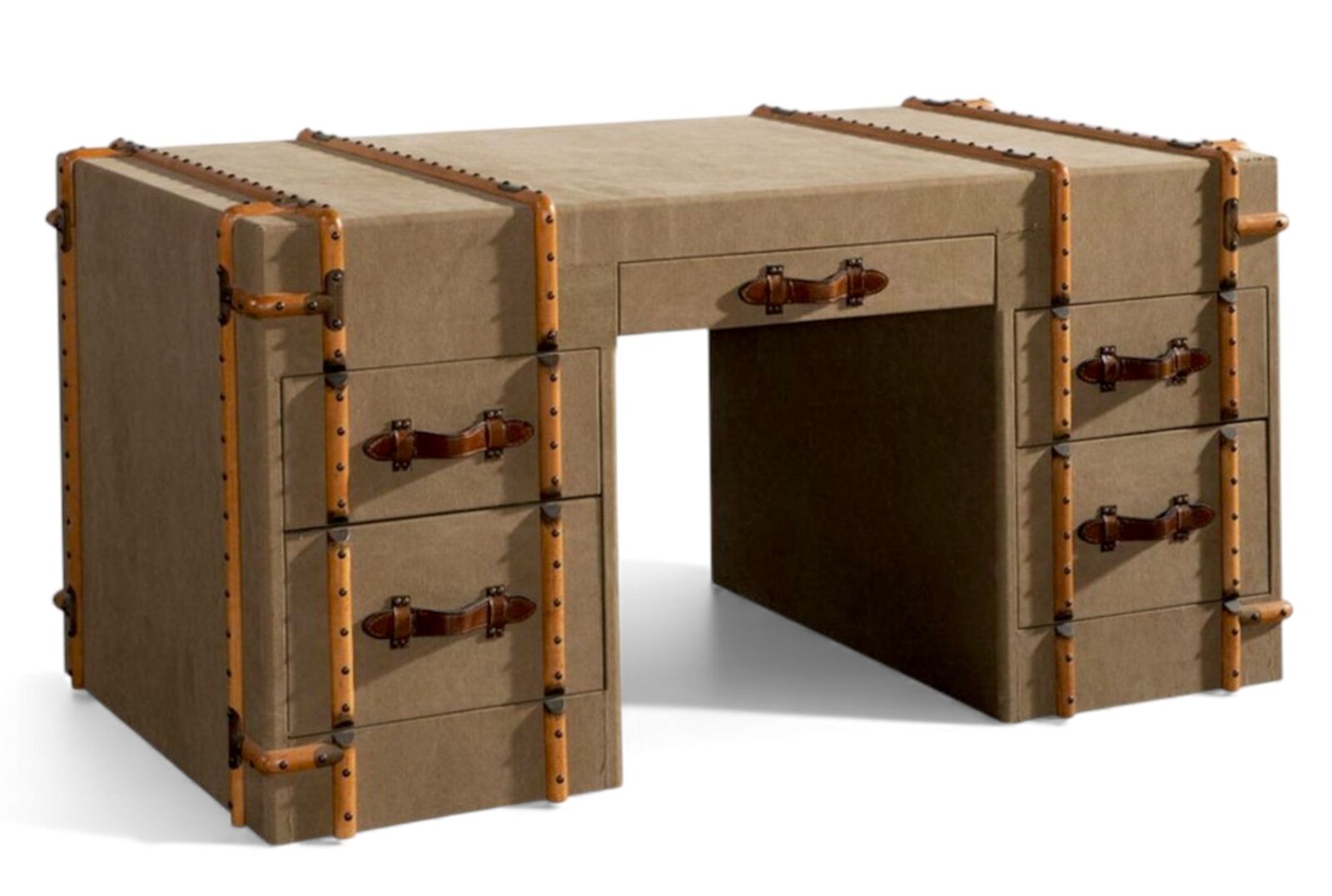Vintage Trunk Style Canvas Office Desk Steamer Trunk Design