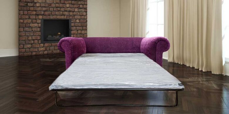 Pull Out Sofa Bed Sale In Purple Aubergine Fabric Chesterfield 1930's 2 Seater