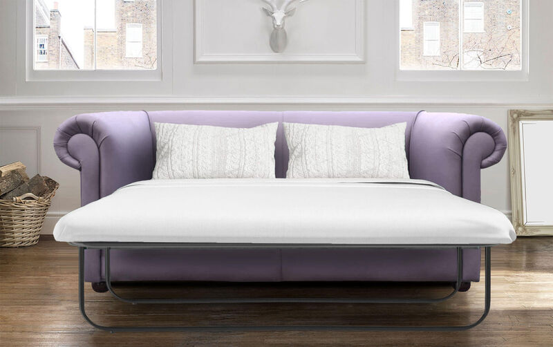 Product photograph of Pull Out Sofa Bed Sale In Amethyst Purple Leather Chesterfield Amp Hellip from Designer Sofas 4U