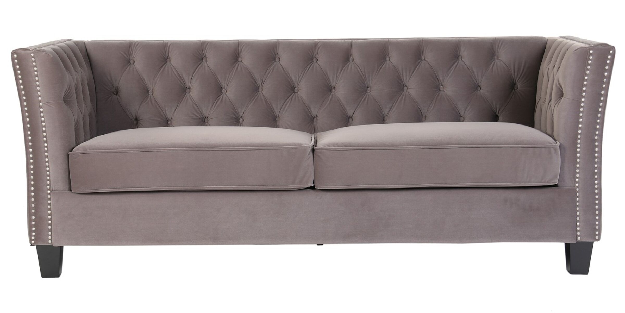 Chesterfield York 3 Seater Flat Pack Sofa Grey Velvet Designer Sofas 4U