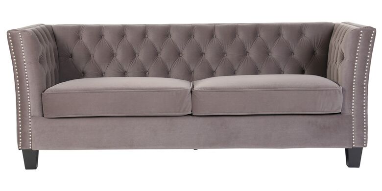 Chesterfield York 3 Seater Flat Pack Sofa Grey Velvet