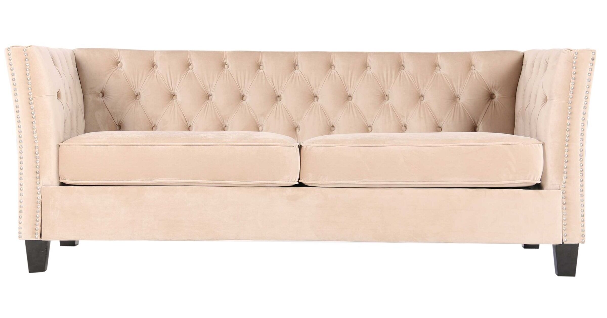 Chesterfield York 3 Seater Flat Pack Sofa Mink Velvet Designer Sofas 4U