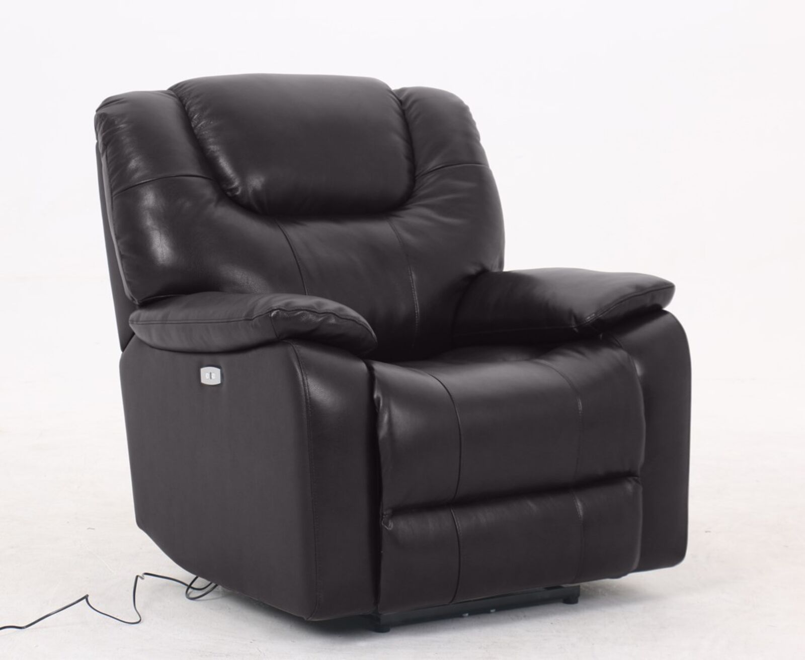 Product photograph of Barrett Electric Recliner Brown Leather Armchair from Designer Sofas 4U