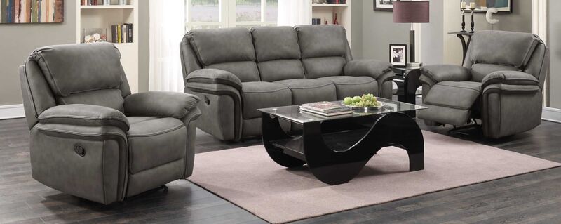 Product photograph of Collins 3 1 1 Reclining Sofa Suite Grey Fabric from Designer Sofas 4U