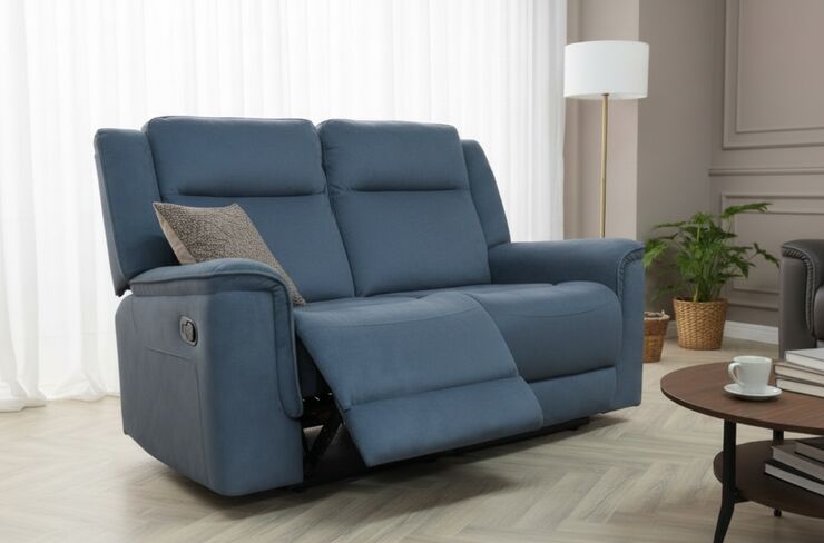Esme Modern 2 Seater Reclining Sofa - Charcoal Grey