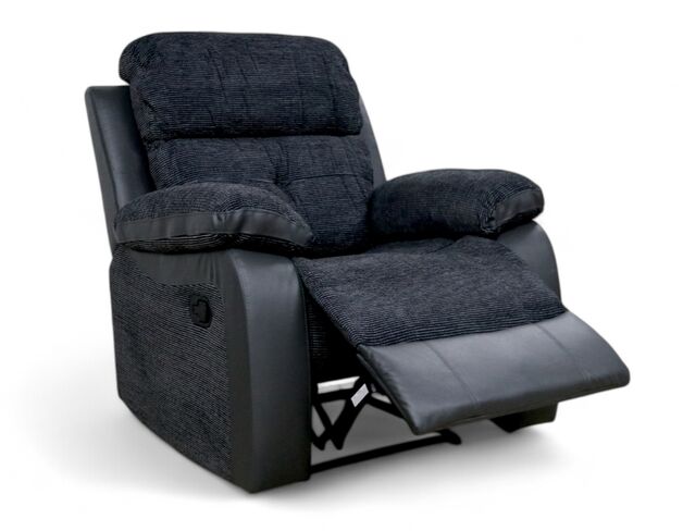 Holden 1 Seater Reclining Armchair Dark Grey Fabric And Leather