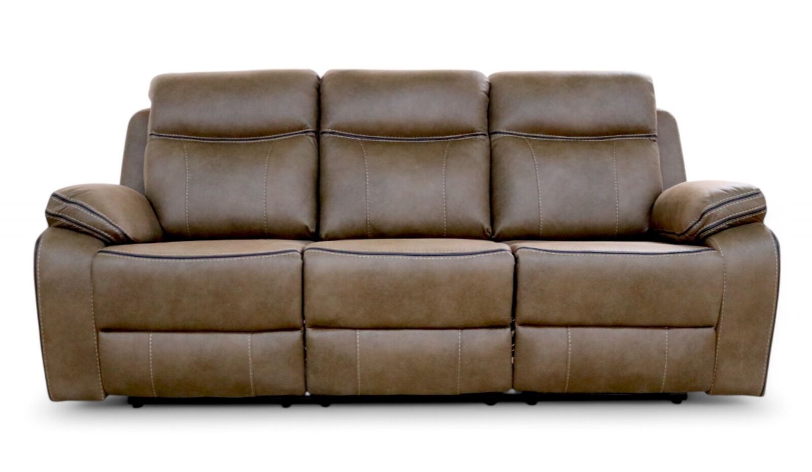 Jacob 3 Seater Reclining Cinema Console Sofa Tan thumbnail