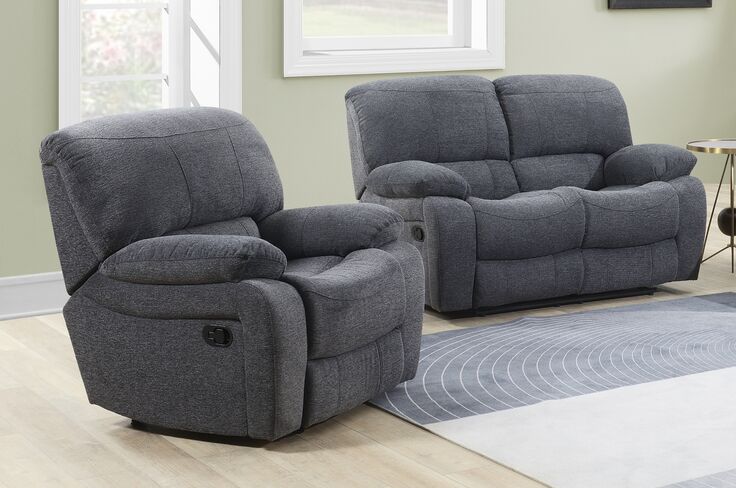 Jesolo 2+1 Modern Reclining Sofa Suite Set - Plush Grey Upholstery