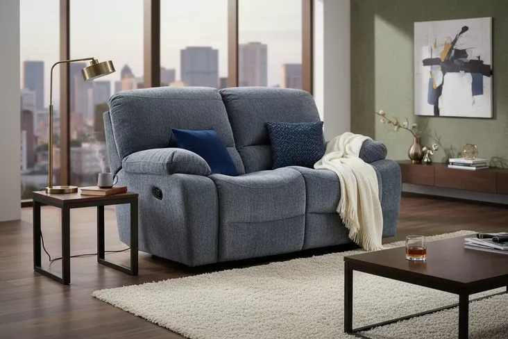 Jesolo 2 Seater Dual Recliner Sofa – Plush Grey Fabric