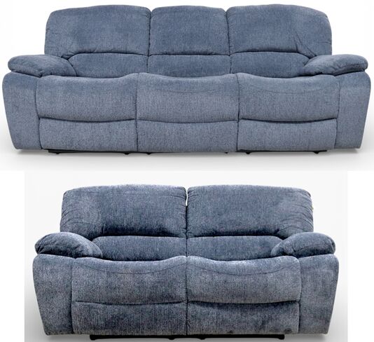 Jesolo 3+2 Modern Reclining Sofa Suite Set - Plush Grey Upholstery
