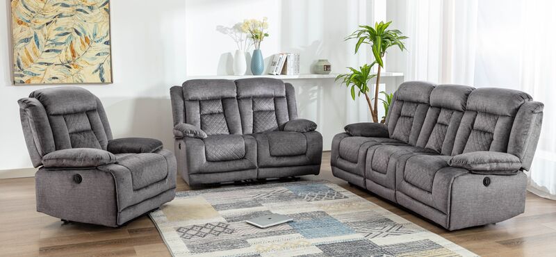 Product photograph of Kelly 3 2 1 Seats Graphite Grey Fabric Electric Recliner Amp Hellip from Designer Sofas 4U