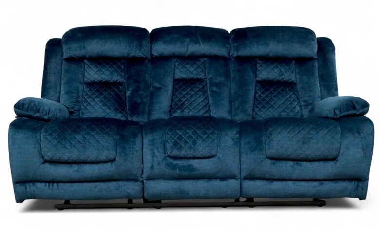 Kelly 3 Seater Ocean Blue Fabric Electric Recliner Sofa