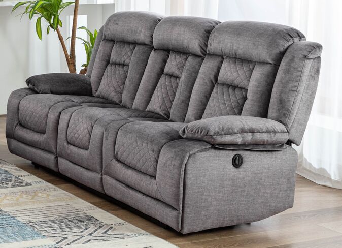 Kelly 3 Seater Graphite Grey Fabric Electric Recliner Sofa