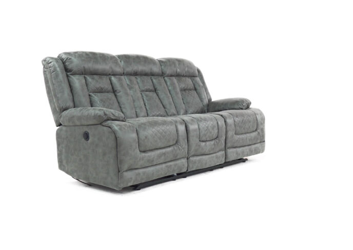 Kelly 3 Seater Electric Recliner Grey Fabric Sofa