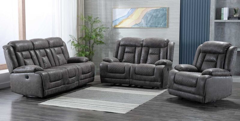 Product photograph of Kelly 3 1 1 Grey Fabric Electric Recliner Sofa Suite from Designer Sofas 4U