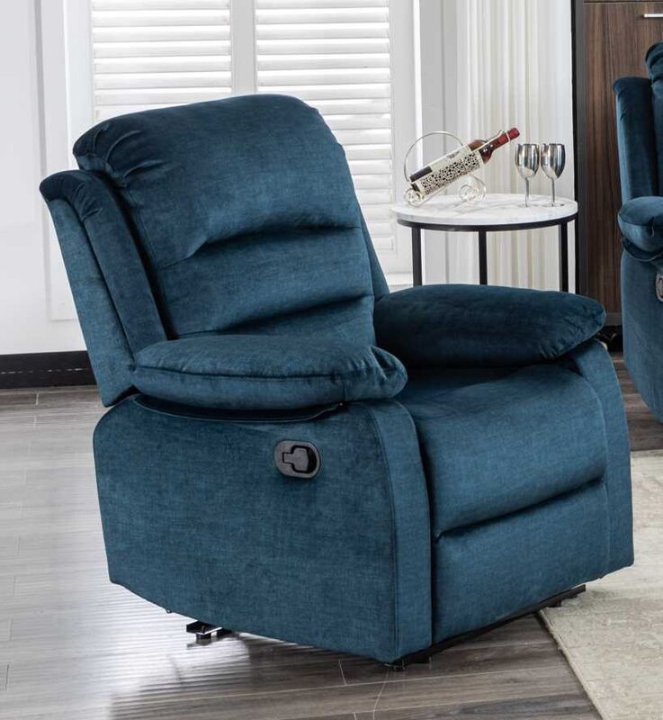 Product photograph of Kensley Recliner Ocean Blue Fabric Recliner Armchair from Designer Sofas 4U