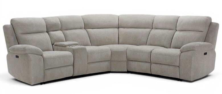 Martin Reclining Oatmeal Fabric Corner Group Sofa Suite 2 Corner 2 With Console