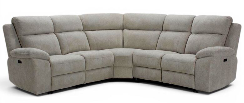 Martin Reclining Oatmeal Fabric Corner Group Sofa Suite 2 Corner 2