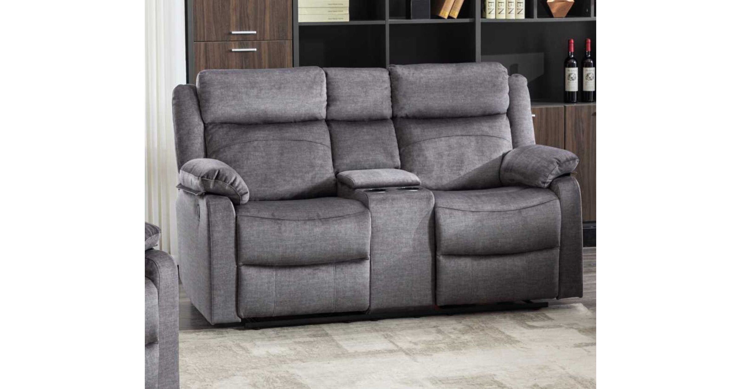 Reggie 2 Seater Reclining Sofa Graphite Grey Fabric Designer Sofas 4U