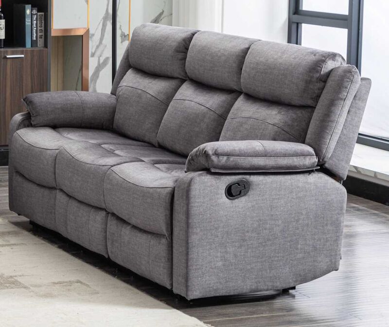Product photograph of Reggie 3 Seater Reclining Sofa Graphite Grey Fabric from Designer Sofas 4U