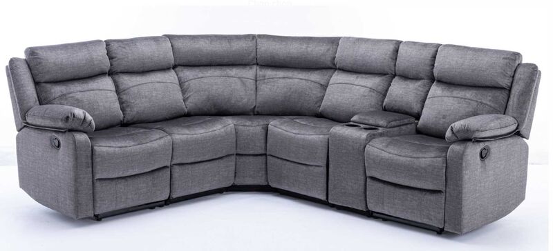 Product photograph of Reggie Reclining Grey Fabric Corner Group Sofa Suite from Designer Sofas 4U