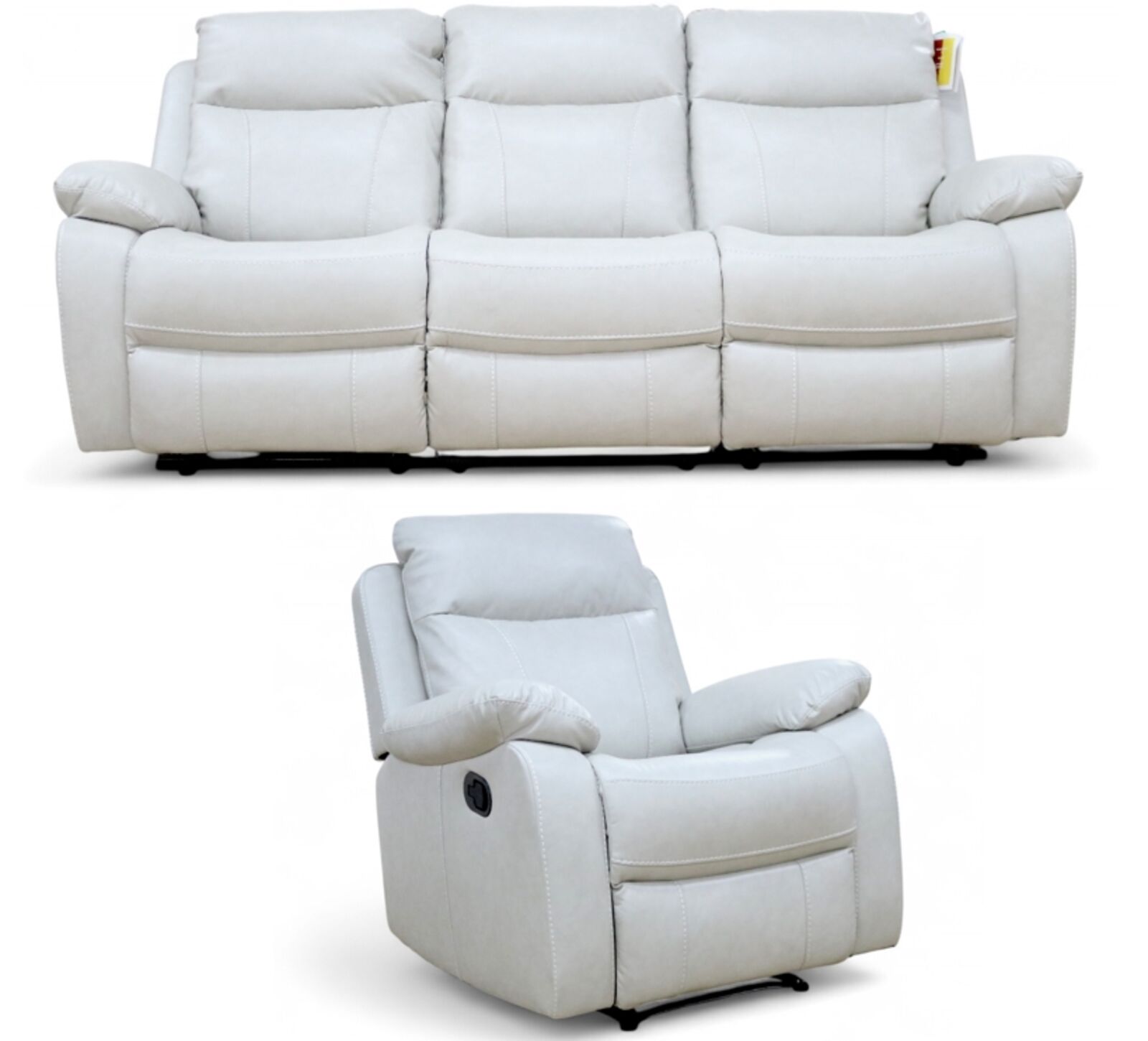 Seattle Modern 3+1 Seater Reclining Sofa Suite Beige Leather