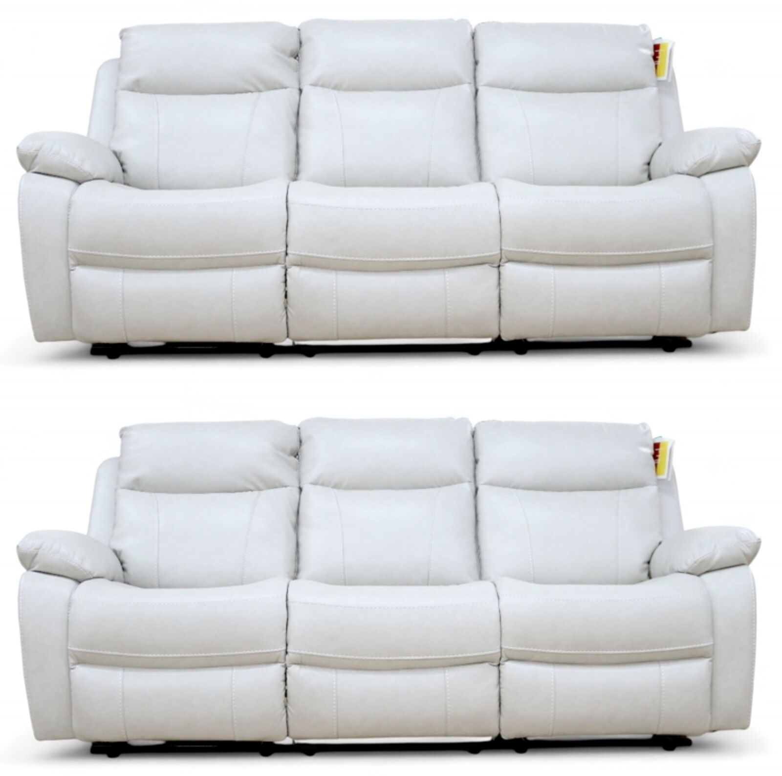 Seattle Modern 3+3 Seater Reclining Sofa Suite Beige Leather