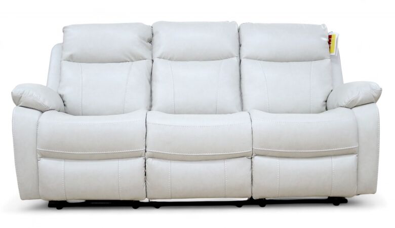 Seattle Modern 3 Seater Reclining Sofa Beige Leather