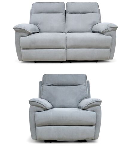 Valencia 2+1 Electric Recliner Grey Fabric Sofa Suite
