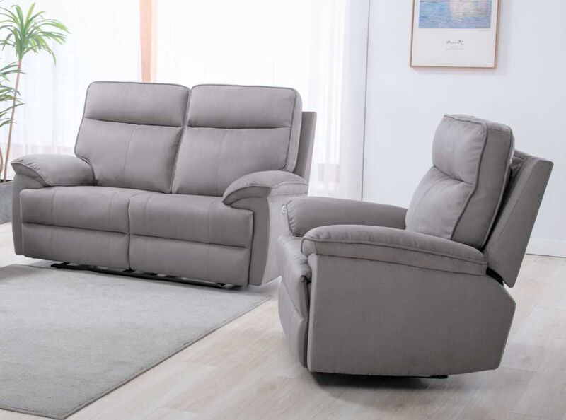 Product photograph of Valencia 2 1 Electric Recliner Grey Fabric Sofa Suite from Designer Sofas 4U
